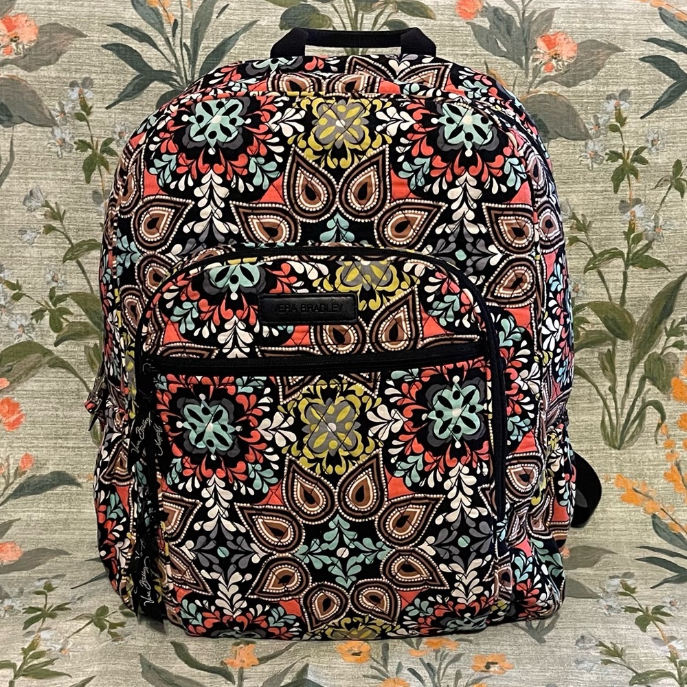 Vera Bradley Campus Backpack Sierra pattern with Solid Color Interior